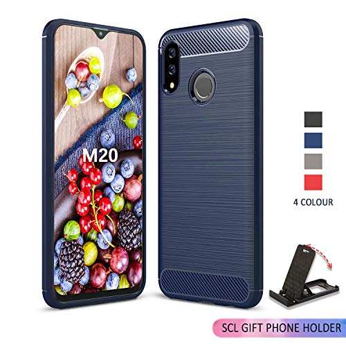 Product Cover SCL Samsung Galaxy M20 Case, Samsung M20 Case, Carbon Fibre Protection Cover [Anti Scratch][Anti Collision] Compatible with The Samsung Galaxy M20 [Blue]