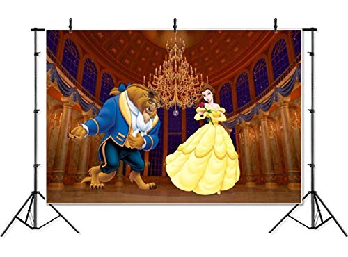 Product Cover 7x5 Beauty and The Beast Backgrounds for Photography Gold Palace Photo Backdrop Baby Shower Photographic Background Vinyl for Birthday Party
