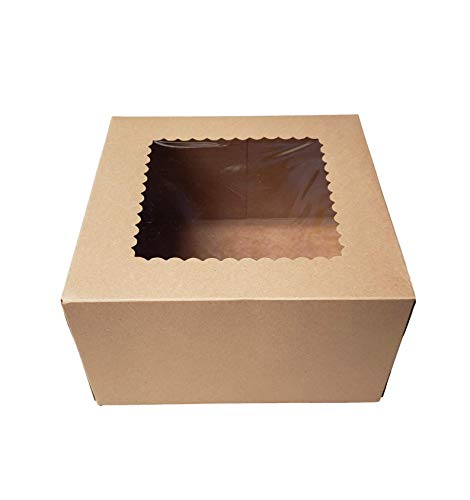 Product Cover 9 x 9 x 5 inch Kraft Paperboard Auto-Popup Window Pie/Cake Bakery Box by MT Products (15 Pieces)