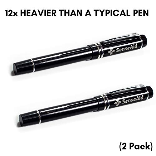 Product Cover SenseAid Weighted Pens for Tremors | Parkinsons Pens for Arthritic Hands. Heavy Weighted Rollerball Pens to Aid Writing for Elderly, Carpal Tunnel, Parkinson's, or for Children (2 Pack)