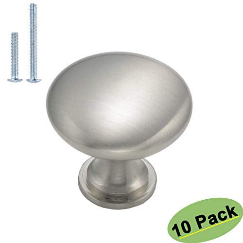 Product Cover homdiy Brushed Nickel Knobs Cupboard Knobs 10 Pack Silver Drawer Pulls Stainless Steel Cabinet Knobs HD6050SNB Kitchen Cabinet Door Knobs Brushed Nickel Hardware Round Knobs