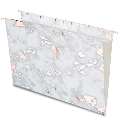 Product Cover Wan Xiang Rose Gold Hanging File Folders, Letter Size, 1/5-Cut Tabs, 12 Per Box, Marble with 3 Rose Gold Designs/4 Each
