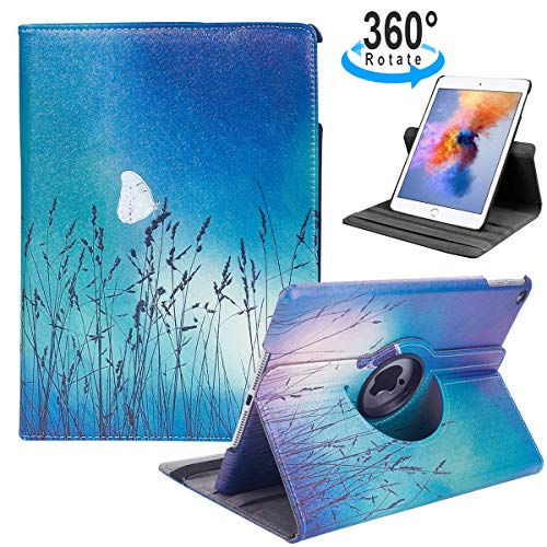 Product Cover iPad 9.7 2018/2017, iPad Air 2, iPad Air Case - 360 Degree Rotating Stand Protective Cover with Auto Sleep Wake for Apple New iPad 9.7 inch (6th Gen, 5th Gen) / iPad Air 2013 Model (Foxtail Grass)