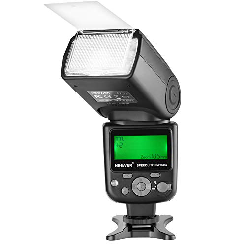 Product Cover Neewer NW760 Remote TTL Flash Speedlite with LCD Display for Canon 7D Mark II, 5D Mark II III IV III IV 1300D 1200D 1100D 750D 700D 650D 600D 550D 500D 100D 80D 70D 60D and Other Canon DSLR Cameras