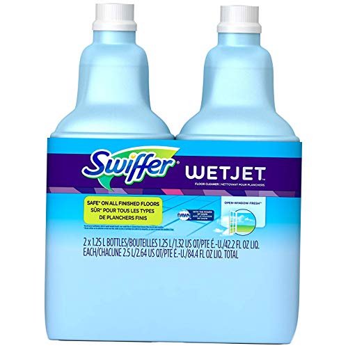 Product Cover Swiffer Wetjet Hardwood Floor Mopping and Cleaning Solution Refills, All Purpose Cleaning Product, Open Window Fresh Scent, 1.25 Liter, 4 Pack