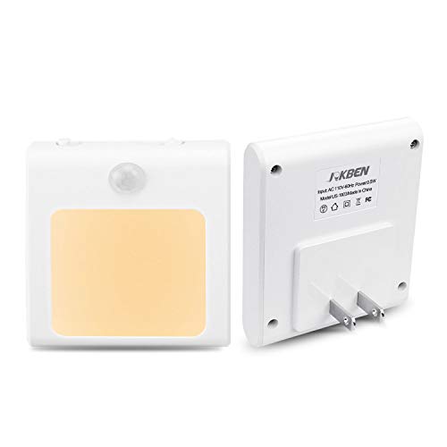 Product Cover Plug-in Motion Sensor Night Light, Adjustable Brightness Warm White LED Nightlight for Kitchen, Hallway, Stairway, Bathroom, Bedroom (2 Pack)