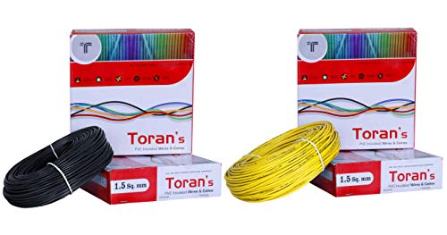 Product Cover D'MakTM Toran 1.5 sq mm Wire 90(180) Meter Coil (Black and Yellow,Pack of-2)