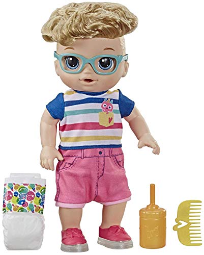 Product Cover Baby Alive Step 'N Giggle Baby Blonde Hair Boy Doll with Light-Up Shoes, Responds with 25+ Sounds & Phrases, Drinks & Wets, Toy for Kids Ages 3 Years Old & Up