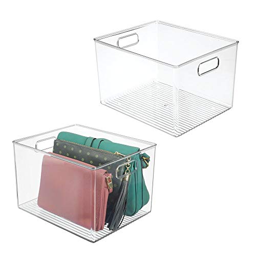 Product Cover mDesign Plastic Home Storage Basket Bin with Handles for Organizing Closets, Shelves and Cabinets in Bedrooms, Bathrooms, Entryways and Hallways - Store Sweaters, Purses - 8