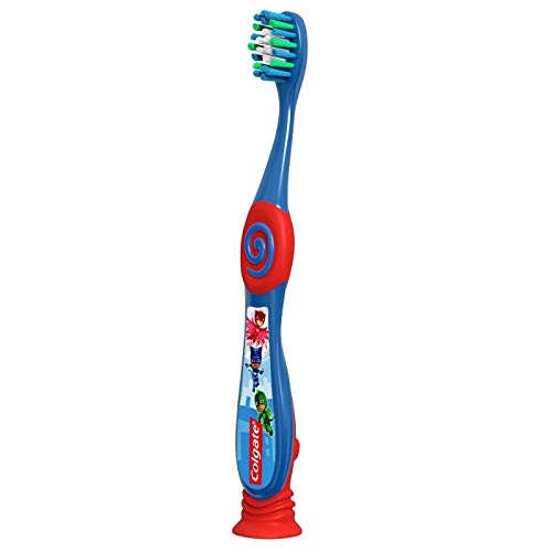 Product Cover Colgate PJ Masks Toothbrush for Toddlers & Little Children with Suction Cup, Kids 2-5 Years Old, Extra Soft, Pack of 6