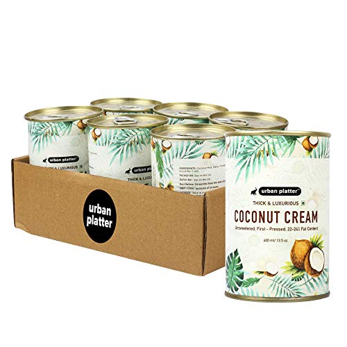 Product Cover Urban Platter Coconut Cream, 400ml / 13.5fl.oz [Pack of 6, Unsweetened, First-Pressed, 22-24% Fat Content]