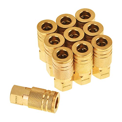 Product Cover SUNGATOR 1/4-Inch Brass Female Industrial Coupler, 10-Pack NPT Female Quick Connect Air Coupler with Storage Case