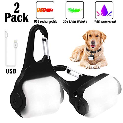 Product Cover Derlights Dog Light with USB Rechargeable,Clip-On Dog Collar Light, IP65 Waterproof Led Safety Emergency Dog Lights for Night Walking Running Cats Pet Camping or Bike, 2 Pack