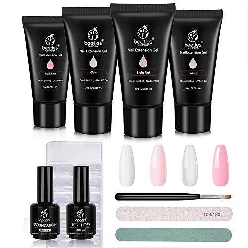 Product Cover Beetles Poly Nail Gel Kit, Builder Gel for Quick Nail Extension Starter Kit and Professional Nail Technician, All-in-One French Manicure Kit for Nail Enhancement