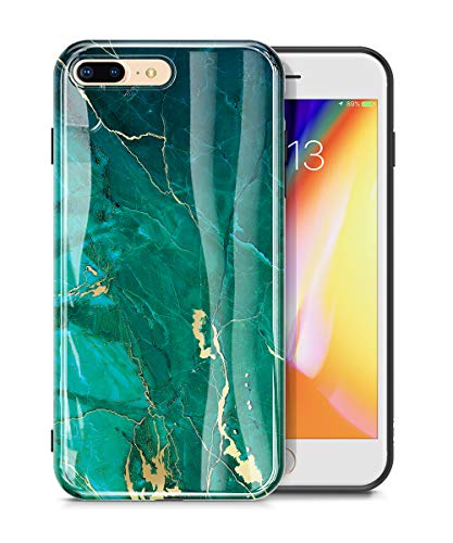 Product Cover GVIEWIN Marble iPhone 8 Plus Case/iPhone 7 Plus Case, Ultra Slim Thin Glossy Soft TPU Rubber Gel Silicone Phone Case Cover Compatible iPhone 7 Plus/8 Plus (5.5 inch) (Green/Gold)