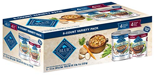 Product Cover Blue Buffalo Stew Natural Adult Wet Dog Food Variety Pack, Chicken Stew & Beef Stew 12.5-oz can (8 Count- 4 of Each Flavor)