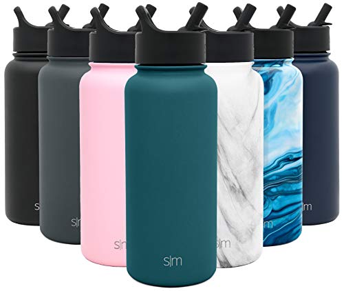 Product Cover Simple Modern 32 oz Summit Water Bottle with Straw Lid - Hydro Vacuum Insulated Tumbler Flask Double Wall Liter - 18/8 Stainless Steel -Riptide