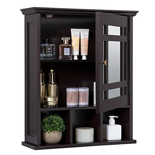 Product Cover Yaheetech Mirrored Bathroom Wall Storage Cabinet with Adjustable Shelf, Wooden Medicine Cabinet