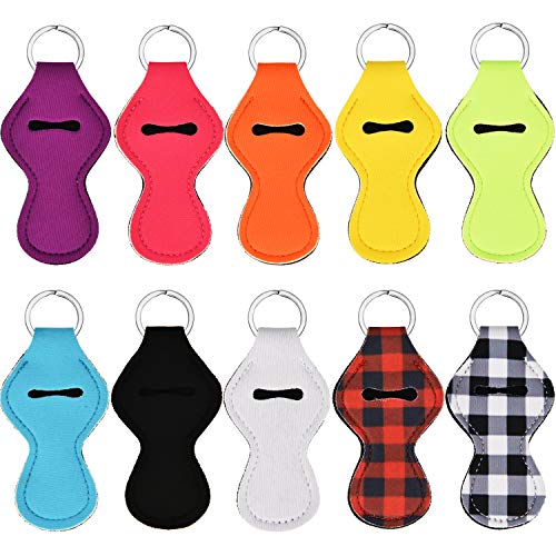 Product Cover Zhanmai 10 Pieces Lip Balm Holder Keychain Lipstick Keychain Chapstick Key Chain Holders for Men and Women, 10 Colors