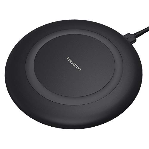 Product Cover Wireless Charger, Hevanto Qi-Certified Fast Wireless Charging Pad 7.5W for iPhone 11/11 Pro Max/Xs Max/Xs/XR/X/8+, 10W for Samsung Note 10+/S10/S10+/Note 8/ S9/ S9+/S8 [No AC Adapter]