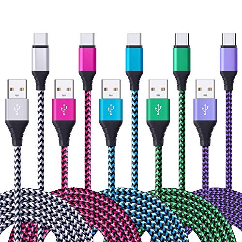 Product Cover FiveBox 5Pack 6FT USB Type C Cable Phone Charger Fast Charging Cord Compatible Motorola Moto G7, G7 Power, G7 Play, G6, G6 Plus(Not for G6 Play), X4, Z4, Z3, Z3 Play, Z3 Force, Z2, Z2 Force, Z Droid