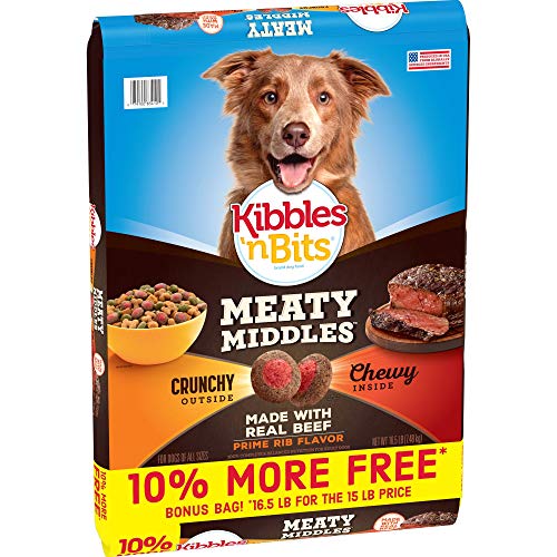 Product Cover Kibbles 'n Bits Meaty Middles Prime Rib Flavor, Dry Dog Food, 16.5 lb Bag