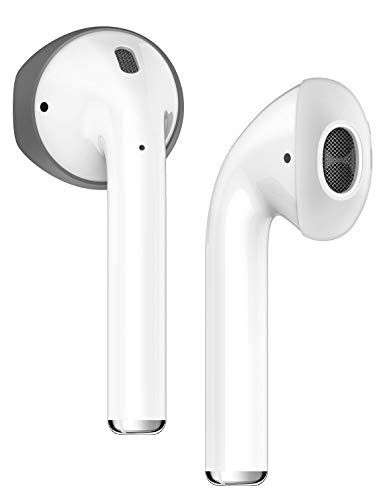 Product Cover elago {Fit in The Case} Upgraded Secure Fit Designed for AirPods Eartips Covers, Anti-Slip Soft Silicone Earbuds Cover, Compatible with Apple AirPods 1 & 2 (2 Pairs of 2 Colors : Dark Grey + White)