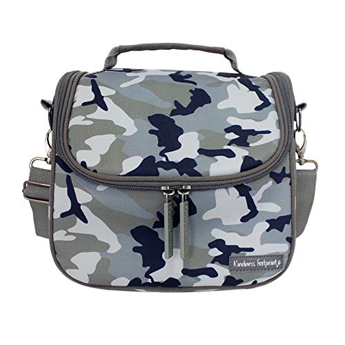 Product Cover Camo Lunch Box For Kids & Adults Leak Proof Insulated Lunch Bag For School or Work Adjustable Detachable Straps (Gray)