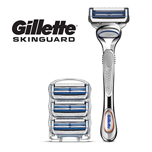 Product Cover Gillette Skinguard Men'S Razor Handle for Sensitive Skin + 4 Refills, Handle + 4