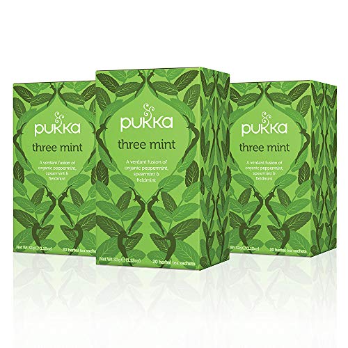 Product Cover Pukka Three Mint, Organic Herbal Tea With Peppermint, Spearmint & Fieldmint (3 Pack, 60 Tea Bags)