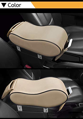 Product Cover PegasusPremium 3D PU Leather Breathable Memory Foam Car Centre Console Armrest Cushion with Phone Pocket for All Cars (Beige)
