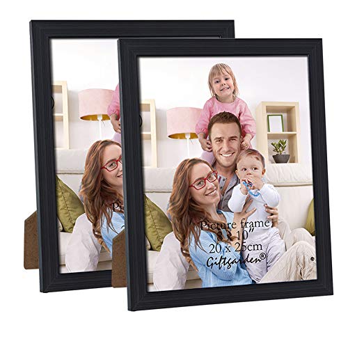 Product Cover Giftgarden 8x10 Picture Frames Desktop Display and Wall Mounted Glass Front Black Photo Frame Pack of 2