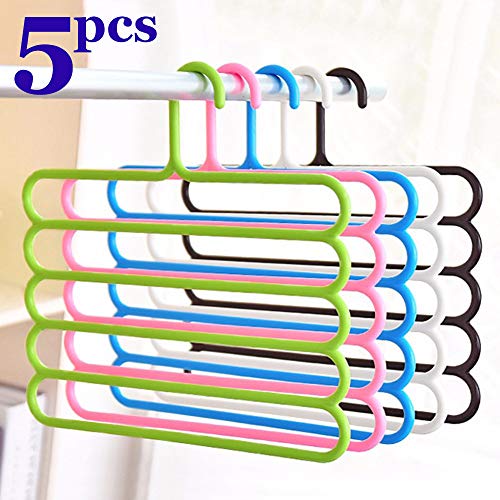 Product Cover INOVERA (LABEL) 5 Layer Pants Clothes Hanger Wardrobe Storage Organizer Rack (Set of 5), 32l x 1b x 33h cm (Assorted Colour)