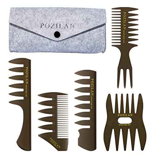 Product Cover 5 PCS Hair Comb Styling Set Barber Hairstylist Accessories - Professional Shaping & Teasing Wet Combs Tools with Packaging Bag, Anti Static Hair Brush for Men Boys