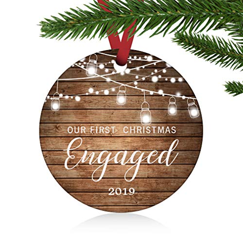 Product Cover ZUNON First Christmas Engaged Ornaments 2019 Our First Christmas New Home Married Wedding Decoration 3