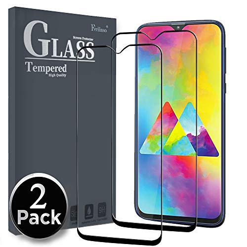 Product Cover Ferilinso Screen Protector for Samsung Galaxy M20, [2 Pack] [Full Glue] [Full Cover] Tempered Glass Case Friendly Protective Film (Black)