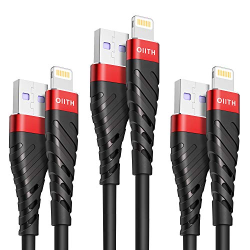 Product Cover OIITH 3Pack 6Ft Charger Cable for Long 6 Foot iPhone Charger Cord, Data Sync Fast iPhone USB Charging Cable Cord Compatible with iPhone X Case/8/8 Plus/7/7 Plus/6/6s Plus/5s/5,iPad Mini Case, Black