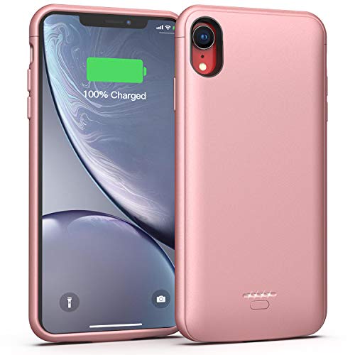 Product Cover Lonlif Battery Case for iPhone XR, 5000mAh Portable Charging Case Protective Extended Battery Charger Case Compatible with iPhone XR (Rose Gold)