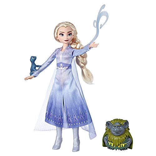 Product Cover Disney Frozen Elsa Fashion Doll in Travel Outfit Inspired by Frozen 2 with Pabbie & Salamander Figures
