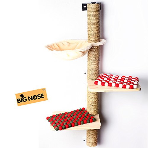 Product Cover BIG NOSE- Wall Mounted Cat Scratching Post Multi Level Cat Shelves with Solid Wood Steps and Sunny Seat Hammock ...