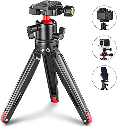 Product Cover SMALLRIG Tabletop Tripod, Mini Desktop Travel Tripod Aluminum Alloy with 360 Degree Ball Head and Quick Release Plate Lightweight and Portable for Compact Cameras DSLRs, Phone, Gopro（Black）- BUT2287
