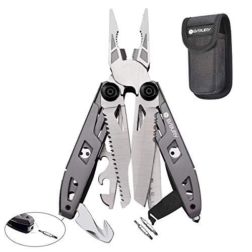 Product Cover Multitool Pliers,Titanium 18-in-1 Multi-Purpose Pocket Knife Pliers Kit, Durable Stainless Steel Multi-Plier Multi-Tool for Survival, Camping, Hunting, Fishing and Hiking (Titanium 18 in 1)