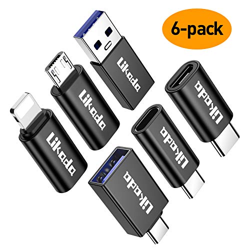 Product Cover USB Type C Adapter, USB C to Micro USB/USB C to USB 3.0/USB C to iOS Adapter Data Sync Fast Charging Convert Connector for Samsung Galaxy S9 S8 Note 9, New MacBook/iPad/iPhone, Google Pixel (Black)
