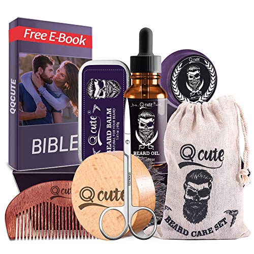 Product Cover Beard Care Grooming Kit for Men - Includes Leave-in Beard Oil, Unscented Beard Balm, Beard Brush, Wood Comb, Beard Cleanser Soap, Mustache Trimming Scissors -Multi-Functional Beard Gift Set