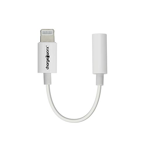 Product Cover CHARGEWORX Lightning to 3.5mm Headphone Jack Adapter MFi Certified Audio Connector for Apple iPhone 11/PRO, X/XR/XS/XS Max, 8/8 Plus, 7/7 Plus, iPod, iPad Supports Music Control & Call Functions-White
