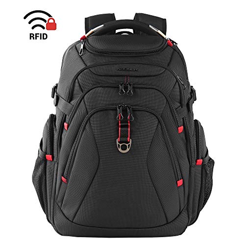 Product Cover KROSER Travel Laptop Backpack 17.3 Inch XL Heavy Duty Computer Backpack with Hard Shelled Saferoom RFID Pockets Water-Repellent Business College Daypack Stylish School Laptop Bag for Men/Women-Black
