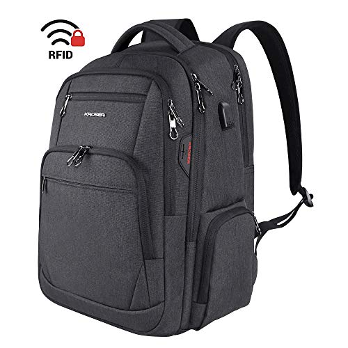 Product Cover KROSER Travel Laptop Backpack 17.3 Inch Large Computer Backpack Water-Repellent School Daypack with USB Charging Port & Headphone Interface RFID Pockets for Work/Business/College/Men/Women
