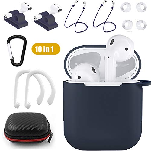 Product Cover Woocon Airpods Case, 10 in 1 Airpods Accessories Set Compatible with Airpods Portable & Protective Silicone Cover
