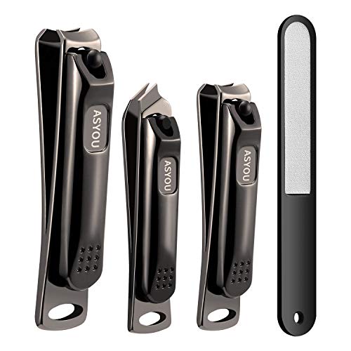 Product Cover ASYOU Nail Clippers Set, Black Nail Clippers,Toenail Clipper, Beveled nail Clippers, Stainless Steel, Good Gift for Women and Men (4 PCS)