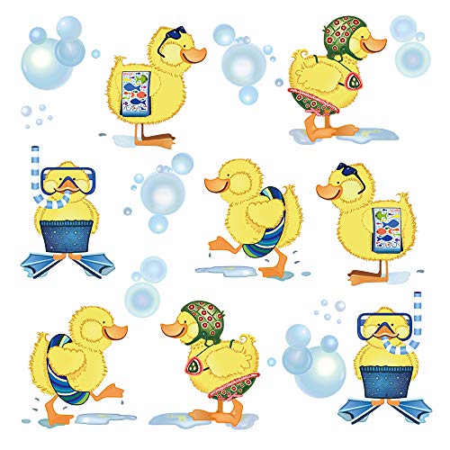 Product Cover ufengke Little Yellow Ducks Wall Stickers Kids Bathroom Removable Vinyl Wall Art Decals Wall Decor